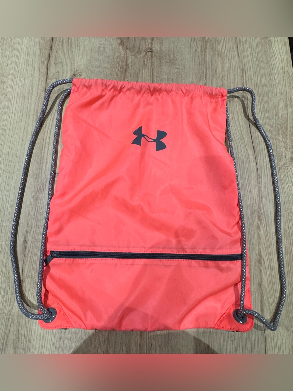 Under Armour Coral Pink Drawstring Gym Sack with Zip Pocket